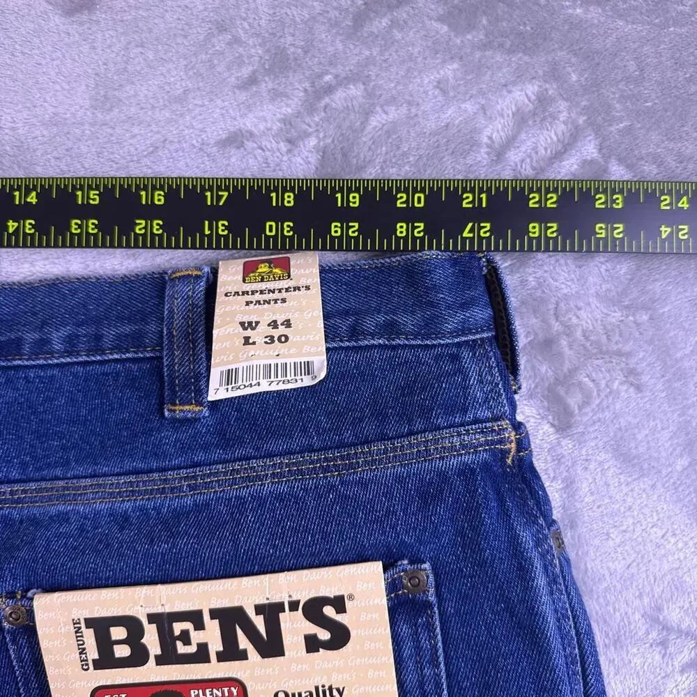 NWT Ben Davis Carpenter Pants Men’s 44x30 Indigo Blue Denim Workwear Style 778